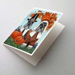 Caroline's Treasures, Thanksgiving, Schnauzer Thanksgiving Pilgrims Greeting Cards and Envelopes Pack of 8, 7 x 5, Dogs