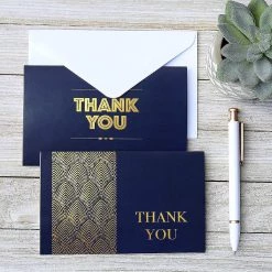 Cavepop Navy and Gold Thank You Cards - Set of 100 -Cheap Invitations & Stationery Store cavepop navy and gold thank you cards set of 10014207513 a03NOWA