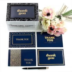 Cavepop Navy and Gold Thank You Cards - Set of 100