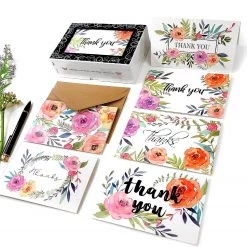 Colorful Floral Thank You Cards - Set of 36