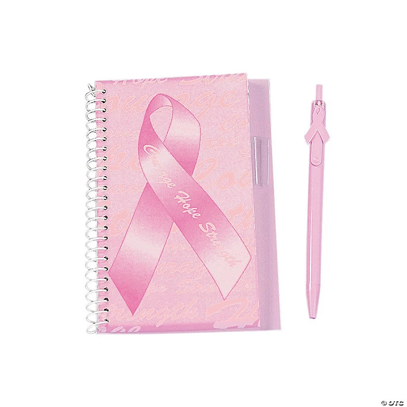 Pink Ribbon Courage Hope Strength Spiral Notebook & Pen Sets - 12 Pc. 3 Pink Ribbon Courage Hope Strength Spiral Notebook & Pen Sets - 12 Pc.