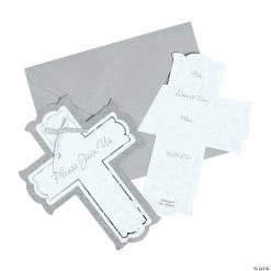 Silver Cross Invitations - 8 Pc.