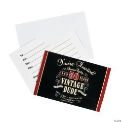 Vintage Dude 50th Birthday Invitations - 8 Pc.